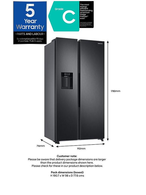 Samsung Series 8 RS68A884CB1/EU American-Style Fridge Freezer with SpaceMax™ Technology - C Rated - Black Stainless Steel - Image 7